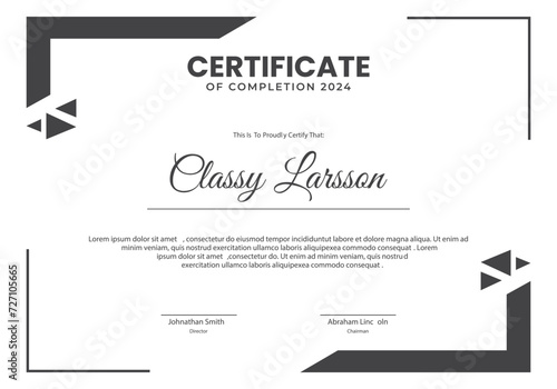 certificate of achievement template with minimal border for award diploma