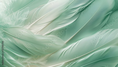 Whisper of Serenity: Pastel Green Goose Feathers in a Tranquil Tapestry