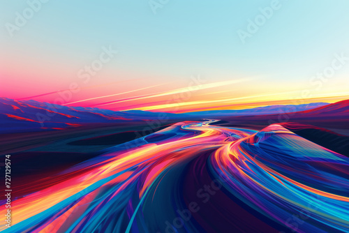 An abstract pattern formed by colored flowing curves.