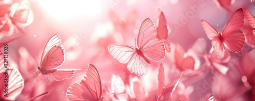 butterfly background. Background of beautiful pink butterflies in a pink shade. butterfly banner
