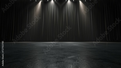 Stage with curtain or drapes black background
