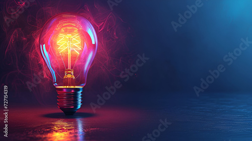 design banner for generic smart bulb glowing with copy space, generative ai