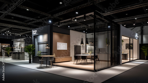 large exhibition booth in nordic style Simply decorated With minimalist furniture