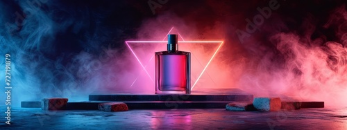Bottle of Perfume Positioned on Top of a Stage