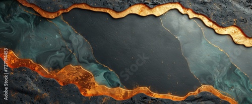 Close Up of a Black and Gold Marble