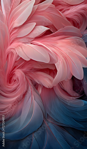 Background with pink feathers. Minimal art.