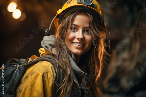 Female Cave Explorer in the Cave Expedition