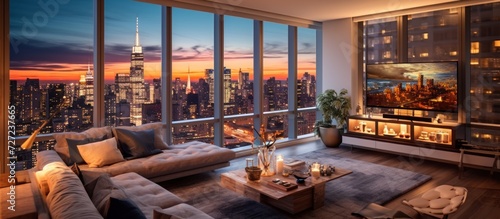 luxury apartment with city night view