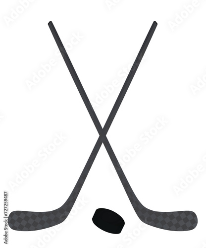 Hockey sticks and puck. vector