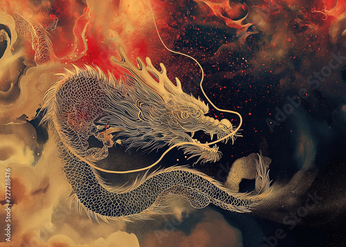 Chinese folklore Dragon Background. Dragon is the symbol of the new year of wellbeing and prosperity