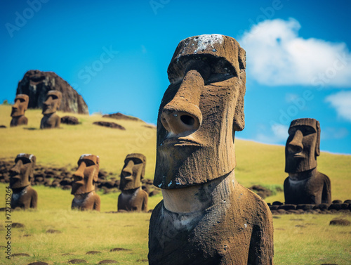 The Moai statues on Easter Island, a mysterious and enchanting sight. (15 words)