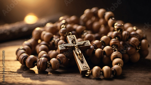 Wooden Christian rosary beads