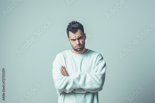 Man angry at minimalist outfit