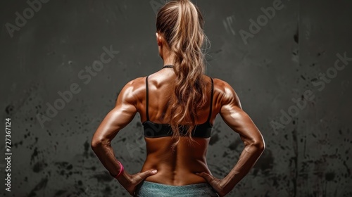 rear view of a muscular woman