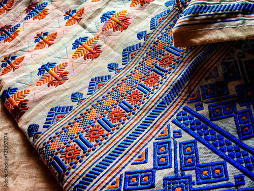 tribal pattern or ethnic pattern is used for assam motif design or muga silk of assam. similar to ukrainian pattern or russian pattern.