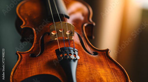 harmony of musical instruments, focusing on the elegant curves of a violin 