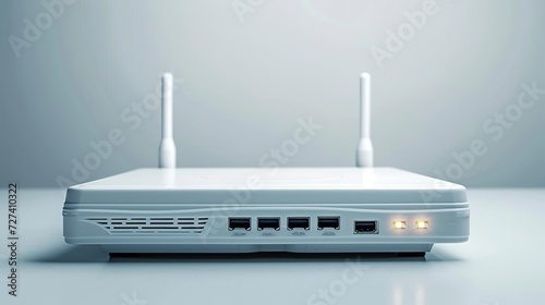 isolated internet modem. white internet connecting device. white modem.