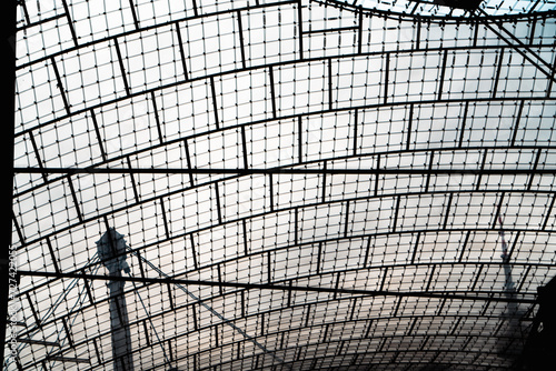 silhouette of a roof over a Munich Olympic Stadium 