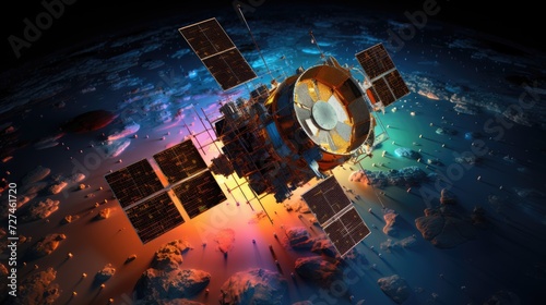 Remote sensing satellites solid color background