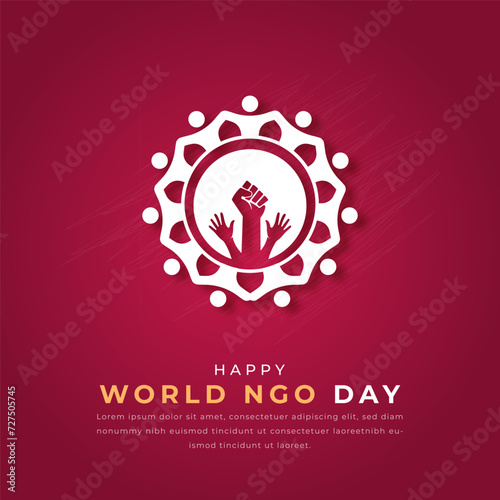 World NGO Day Paper cut style Vector Design Illustration for Background, Poster, Banner, Advertising, Greeting Card