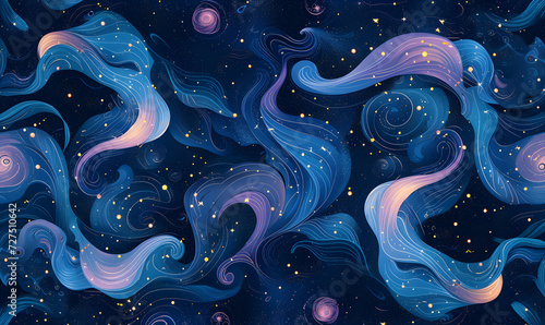 Seamless pattern illustration background inspired by the cosmos, Generative AI