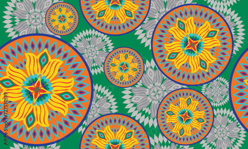 African mandala seamless native pattern.Traditional kente,ankara,kitenge,chitenge,capulana african wax print fabric pattern.Abstract vector motif pattern.For fabric,clothing,carpet,woven,wrap,decorate