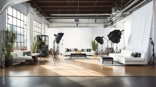 Professional photo shoot environment with high-end equipment