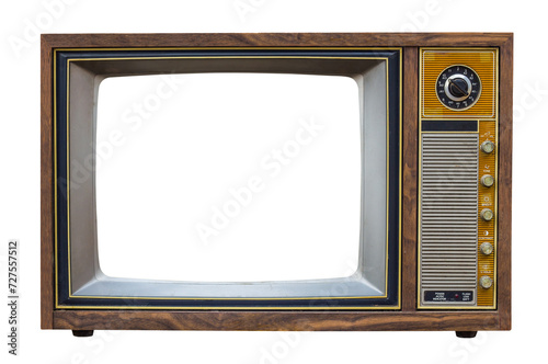 Vintage television with cut out screen