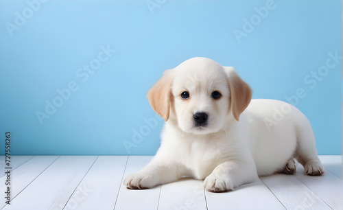 Cute dog template, simple background, copy space. Generative AI
