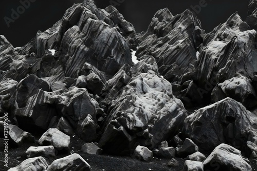 Black and white image of some rocks in a volcanic area in Iceland