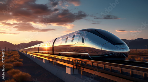Sunset Voyage - The Futuristic Train - made with Generative AI