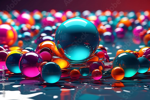 3D-colored bubble, 3D a group of colorful glass balls, colorful 3d balls background,3D colorful glass balls.