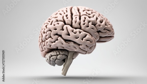 A 3D model of a brain with a white background