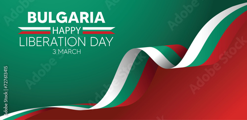 bulgaria liberation day 3 march flag ribbon vector poster