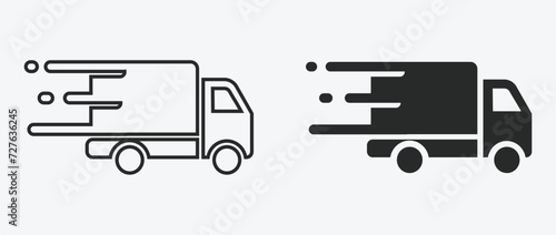 Fast delivery truck icons set. Vector illustration isolated white background, EPS 10