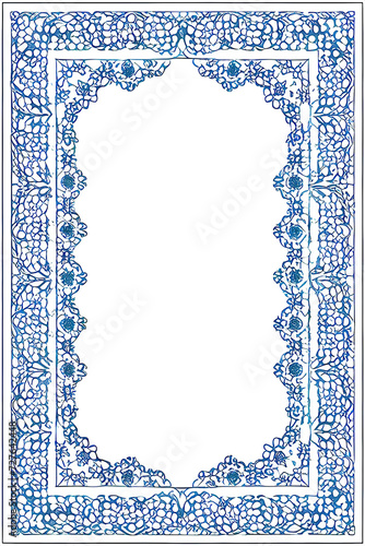 stationery, letter, invitation, or scrapbook paper or card design - intricate fancy lace purple blue frame with white background - intricate border design