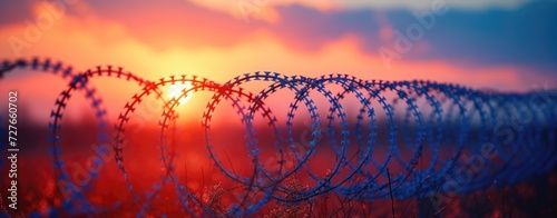 Detail view of a barbed wire fence