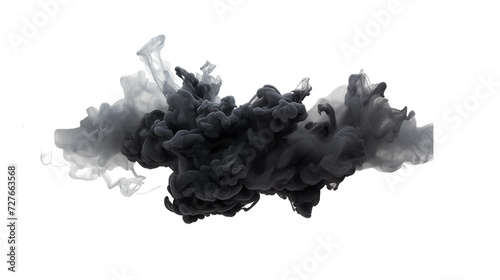 Black paint splash explosion smoke cloud isolated on transparent background 