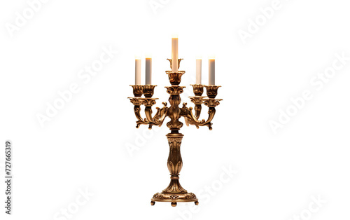 Warm Ambiance Candelabra on White or PNG Transparent Background.