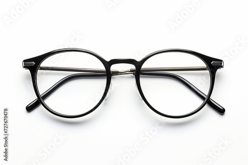 A sleek and modern eyeglasses in a vintage style, on a white background
