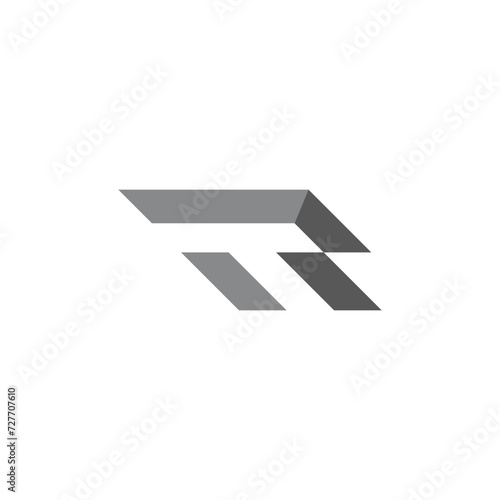 letter t 3d flat simple logo vector