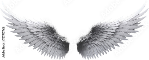 White angel wing isolated on transparent background, Generative AI.