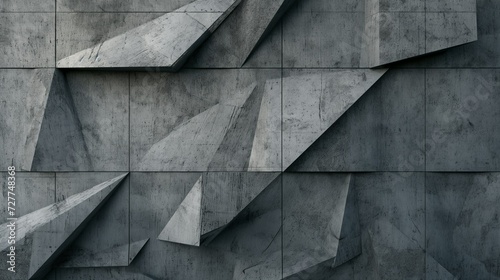 Concrete wall with an unusual abstract geometric shape in the style of modern design, textured background, pattern of a modern wall with a concrete texture