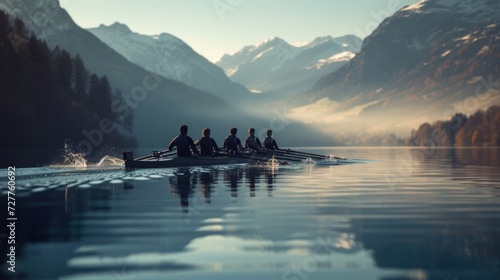 Rowing team in action Generative AI