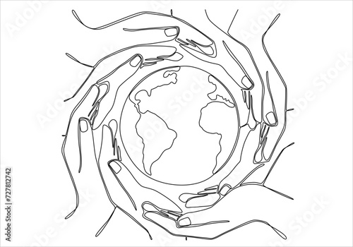 continuous line solidarity day international vector illustration