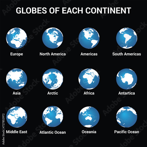 Globe of Each Continent