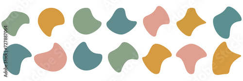 Organic blob shape with irregular form abstract vector illustration. Random oval pebble, asymmetric stone, round amoeba blot. Set of simple graphic geometric stained. PNG