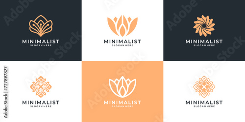 Set of floral flower logo icon template. beauty ornament symbol vector illustration