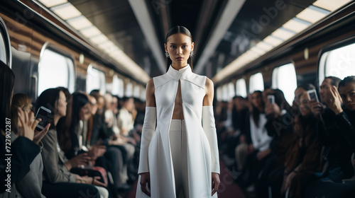 Fashion runway inside a train