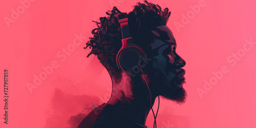 men with headphones artistic portrait